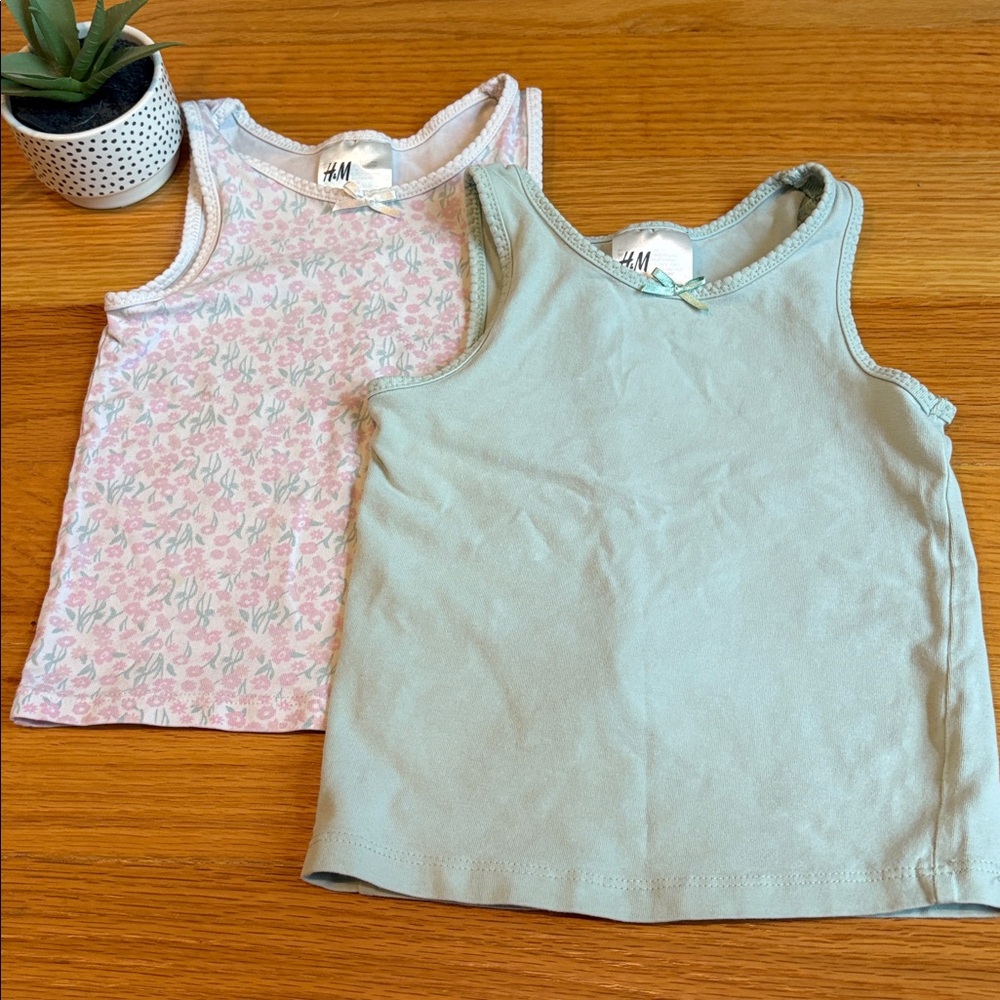 $4/21 2T H&M Kids Floral and Blue-Green Tank Tops